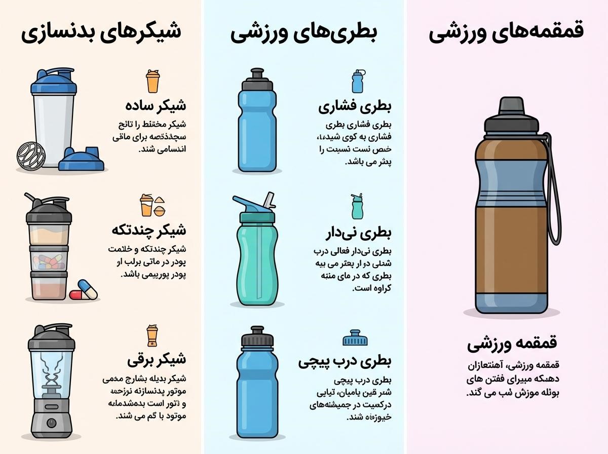 نفوگرافیک-انواع-شیکر-و-بطری-آب-ورزشی